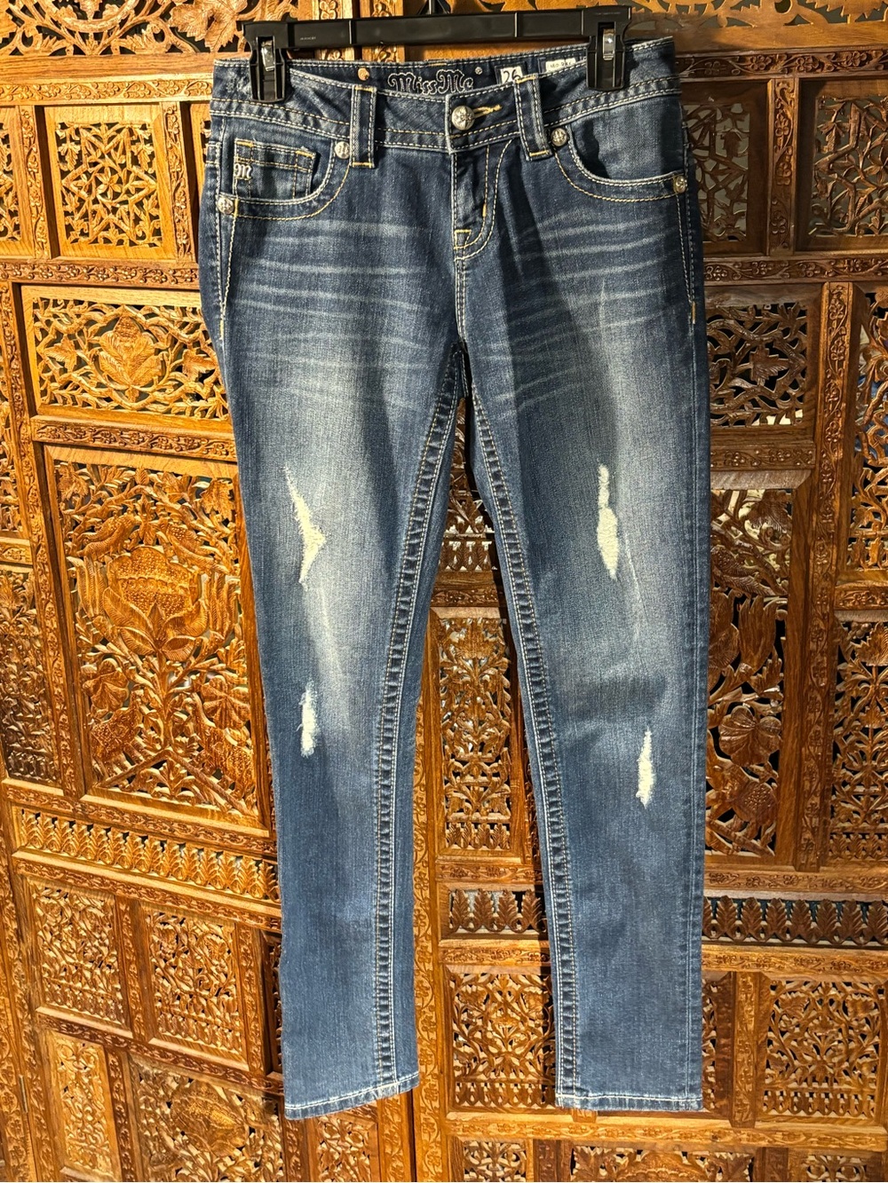 Miss Me Women's Skinny Jeans in Medium Blue Distress
